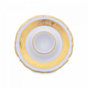 Подставка для яйца Матовая полоса, 12.5 см, фарфор, белый, золотой, серия Мария-Тереза, REPAST, Чехия, Мария-Тереза REPAST