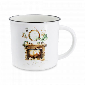 Кружка Магия огня, 380 мл, фарфор, белый, декор, серия Идиллия, HOME &amp; STYLE, Китай, HOME & STYLE (Италия)