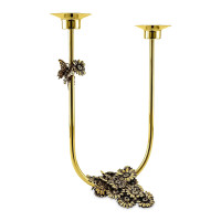 Подсвечник  на 2 свечи «Ромашки», латунь, золотистый, серия Летний сад, Кольчугинский Мельхиор, Россия