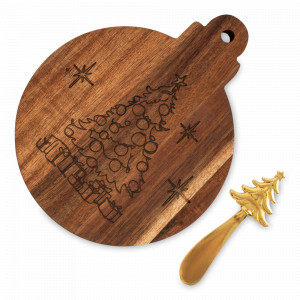 Доска сервировочная с ножом для сыра «Новогодний шар», 20 х 16 см, сталь/дерево, серия New Year, ANNA LAFARG, Китай, Чайники и предметы сервировки ANNA LAFARG