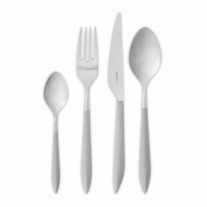 Набор столовых приборов на 6 персон, 24 предмета, сталь, акрил, цвет: матовая сталь - серый, серия Ares, BUGATTI Cutlery, Италия, BUGATTI CUTLERY (Италия)