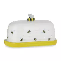 Маслёнка, 17 х 10 х 10 см, керамика, белый, желтый, серия Sweet Bee, PRICE &amp; KENSINGTON, Великобритания, 