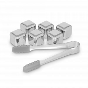 Набор из 6-ти охлаждающих кубиков с щипцами, нержавеющая сталь, серия Bar Craft, HOMEFEEL, Россия, HOME FEEL (Россия)