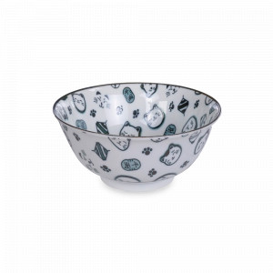 Салатник порционный Lucky Cat Neko, 14.8 см, 500 мл, фарфор, белый, черный, серия Kawaii, TOKYO DESIGN, Нидерланды, Салатники фарфоровые белые