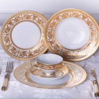 Блюдо круглое Creme Gold, 32 см, фарфор, кремовый, золотой, серия Imperial, FALKENPORZELLAN, Германия_00816630066848873695.jpg