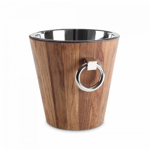 Емкость для охлаждения бутылок SHINY NICKEL, 32 см, тиковое дерево, металл, бежевый, ROOMERS FURNITURE, Нидерланды, ROOMERS FURNITURE (Нидерланды)