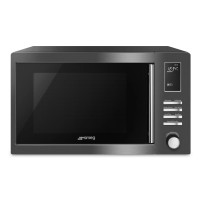 Печь микроволновая с грилем, нержавеющая сталь, пластик, черный, SMEG, Италия
