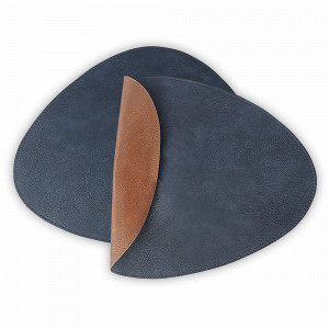 Набор из 2-х двухсторонних сервировочных салфеток, 33 х 41 см, экокожа ПВХ, синий/коричневый, серия Drops, LIBERTY JONES, Китай, Салфетки подстановочные