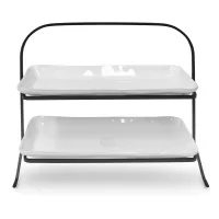 Блюдо-подставка двухъярусная White, 40 х 34 см, керамика, металл, белый, серия Nova, COSTA NOVA, Португалия, 