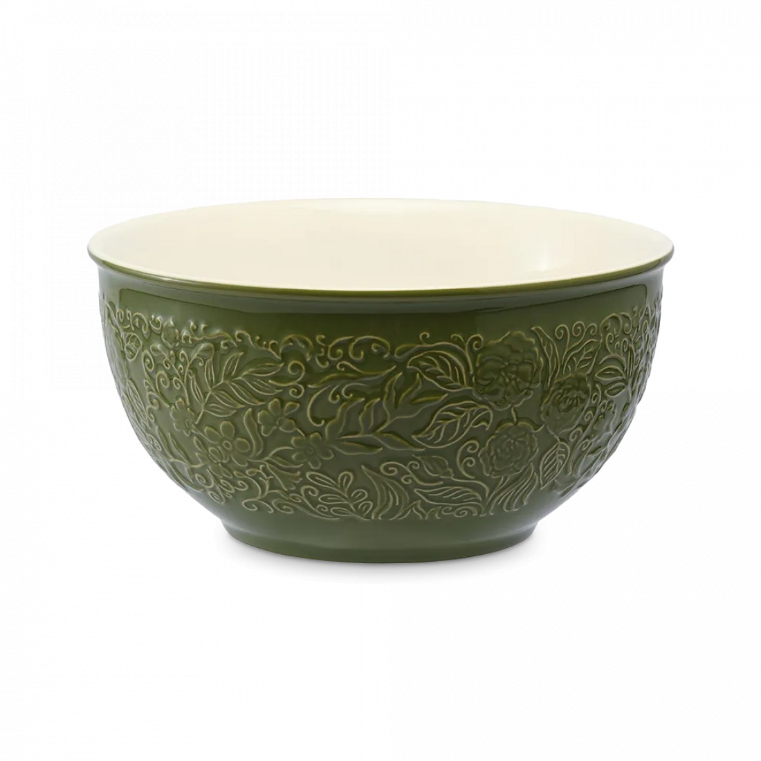 Салатник , 3 л, 24 см, керамика, зеленый, рельеф, серия English gardens, LIBERTY JONES, Россия