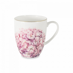 Кружка Гортензия, 400 мл, костяной фарфор, белый, декор, серия Emily, ANNA LAFARG, Китай, Большие кружки