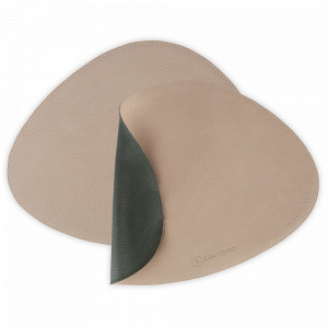 Набор из 2-х двухсторонних сервировочных салфеток, 33 х 41 см, экокожа ПВХ, зеленый/бежевый, серия Drops, LIBERTY JONES, Китай, Салфетки подстановочные