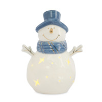 Статуэтка с подсветкой Снеговик, 15 см, фарфор, бело-голубой, серия New Year, ANNA LAFARG, Китай