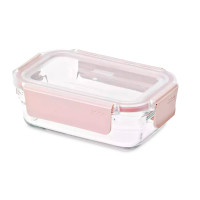 Контейнер прямоугольный стеклянный, 390 мл, стекло, розовый, GLASSLOCK, Корея