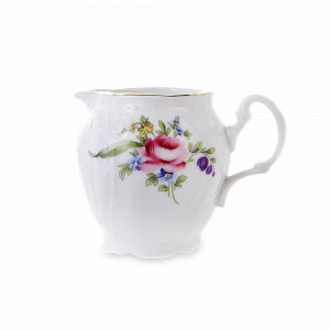 Молочник , 250 мл, фарфор, белый, декор, серия Полевой цветок, BERNADOTTE, Чехия, Сливочники