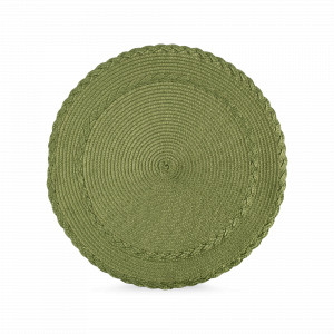 Салфетка подстановочная круглая Косы, 38 см, полипропилен, зеленый, серия Matera, ANNA LAFARG, Китай, Салфетки подстановочные ANNA LAFARG