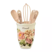 Подставка для кухонных принадлежностей, 13 х 16 см, керамика, белый, декор, серия Regale, NUOVA CER, Италия, 