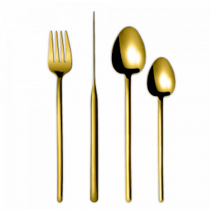 Набор столовых приборов 24 предмета, нержавеющая сталь 18/10, золотистый, серия Stick, HERDMAR, Португалия, Подарочные столовые приборы