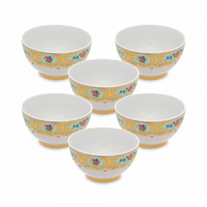 Набор из 6-ти пиал Seladon Gold, 14 см, фарфор, оливковый, декор, серия Constanza Vienna, FALKENPORZELLAN, Германия, Наборы фарфоровых салатников