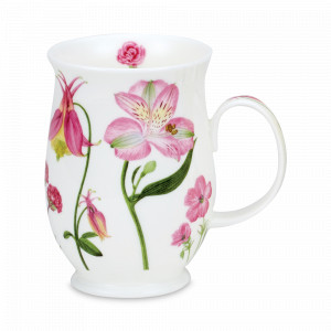 Кружка «Розовые цветы Саффолк», 310 мл, костяной фарфор, декор, серия Suffolk, DUNOON, Великобритания, Кружки фарфоровые 300 мл.