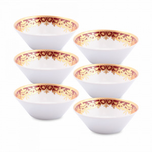 Набор из 6-ти порционных салатников Bordeaux Gold, 14 см, фарфор, бордовый, золотой, серия Constanza Natalia, FALKENPORZELLAN, Германия, Наборы фарфоровых салатников