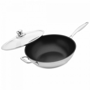 Сковорода - вок с алмазным покрытием, 32 см, 5.5 л, сплав алюминия, стальной, серия Nonstick Clad, SWISS DIAMOND, Швейцария, SWISS DIAMOND (Швейцария)