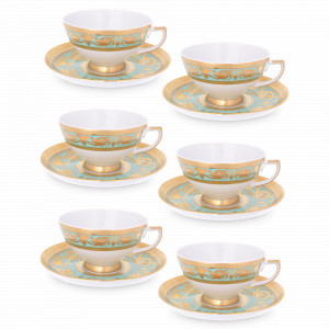 Набор из 6-ти чайных пар Gold, 230 мл, фарфор, белый, золотой, серия Nastia, FALKENPORZELLAN, Германия, Чайные пары из Германии