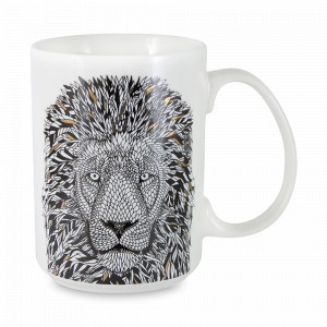 Кружка Лев, 500 мл, фарфор, белый, декор, серия Wild, ANNA LAFARG, Китай, Большие кружки