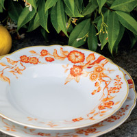 Тарелка суповая Bianco e arancione, 23 см, фарфор, белый, оранжевый, серия Florentius, LE COQ, Италия_00816800061581648357.jpg