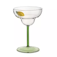 Бокал - креманка для шампанского и маргариты Лимон, 260 мл, стекло, зеленая ножка, серия Lemon, ANNA LAFARG, Китай, 
