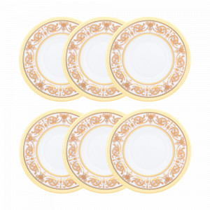 Набор из 6-ти суповых тарелок White Gold, 22 см, фарфор, белый, золотой, серия Constanza Imperial, FALKENPORZELLAN, Германия, Фарфоровые тарелки для супа