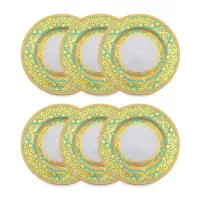 Набор из 6-ти обеденных тарелок Seladon Gold, 28.5 см, фарфор, оливковый, золотой, серия Constanza Natalia, FALKENPORZELLAN, Германия, 