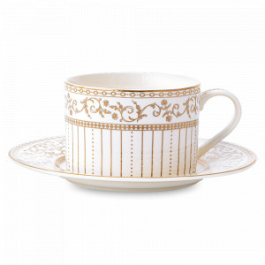 Пара чайная, 220 мл, фарфор, белый, золотой, серия Golden, Pozzi Milano 1876, Италия, Чайные пары