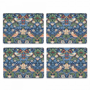 Набор из 4-х подставок под горячее «Дрозды», 40 х 30 см, пробка, синий фон, декор, серия Забавная фауна, PIMPERNEL, Великобритания, Набор плейсматов