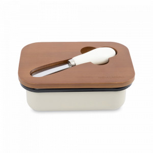 Маслёнка с ножом, 16 х 11 см, металл/дерево, бежевый, серия Retro, ANNA LAFARG, Китай, Икорницы, масленки