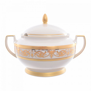 Супница Cream Gold, 3 л, фарфор, белый, золотой, серия Constanza Imperial, FALKENPORZELLAN, Германия, Супницы белые