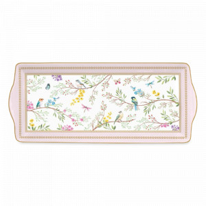 Блюдо прямоугольное, 35 х 15 см, фарфор, белый, декор, серия Пение птиц, EASY LIFE (R2S), Италия, Прямоугольные блюда для сервировки