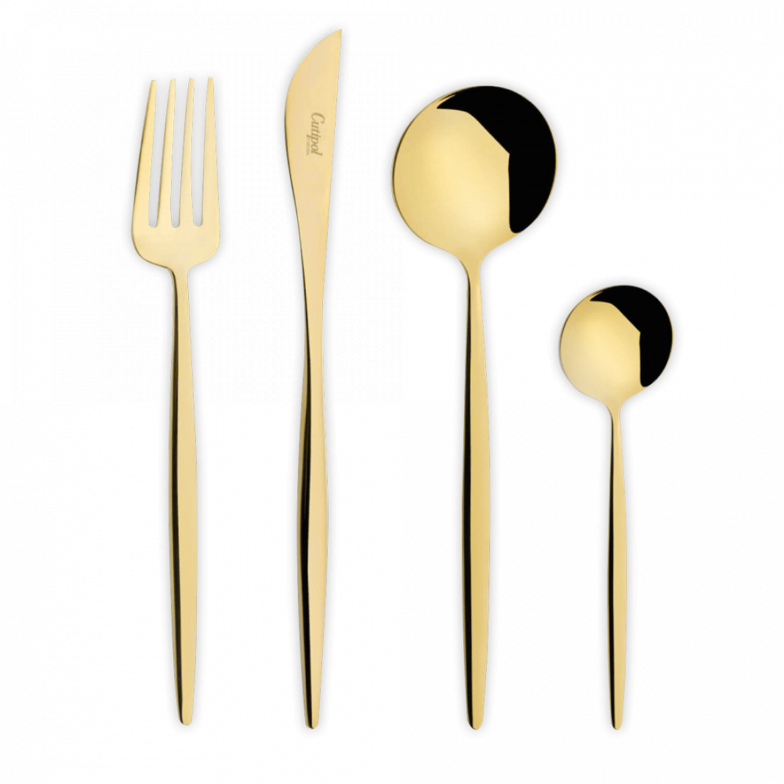 Набор столовых приборов на 6 персон, 24 предмета, золотистый, серия Moon, CUTIPOL, Португалия