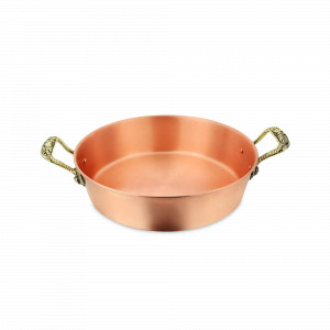 Таз для варенья с ручками «Ягоды», медь, 26 х 6.4 см, 3 л, серия Медная посуда, Кольчугинский Мельхиор, Россия, Тазы для варенья