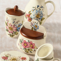 Банка для хранения сыпучих продуктов, 750 мл, керамика, дерево, декор, серия Petali Di Primavera, NUOVA CER, Италия_00805870061123171102.jpg