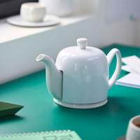 Чайник заварочный с колпаком, 700 мл, на 4 чашки, фарфор, нержавеющая сталь, белый, серия Salam, GUY DEGRENNE, Франция_00809440038871726837.jpg