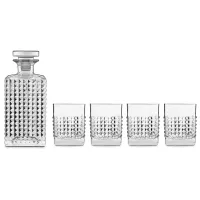 Набор для виски ELIXIR WHISKY, 5 предметов, штоф 750 мл, 4 стакана 380 мл, бессвинцовый хрусталь, серия Mixology, LUIGI BORMIOLI, Италия, 