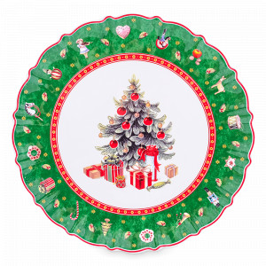 Блюдо круглое Green, 30 см, фарфор, белый, декор, серия New Year, REPAST, Чехия, Блюда сервировочные