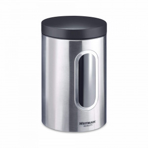 Банка для сыпучих продуктов  с окошком, объем 2300 мл, диам. 132 мм, высота 220 мм,  нержавеющая сталь, серия Steel, Westmark, Германия, WESTMARK (Германия)