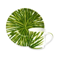 Пара кофейная, 100 мл, костяной фарфор, белый, зеленый, серия Life in green, TAITU, Италия, 