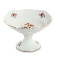 Ваза для фруктов на ножке, 23 см, фарфор, белый, декор, серия Полевой цветок, BERNADOTTE, Чехия