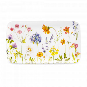Блюдо прямоугольное, 37 х 21 см, керамика, белый, декор, серия Полевые цветы, DECOR DE TABLE, Россия, Блюда сервировочные, менажницы